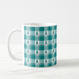 Taza De Café Oral Cancer Awareness Plaid Teal Ribbon