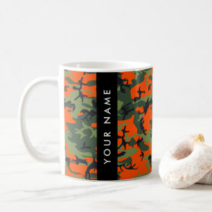 Taza De Café Orange Camouflage Pattern, Your name, Personalize