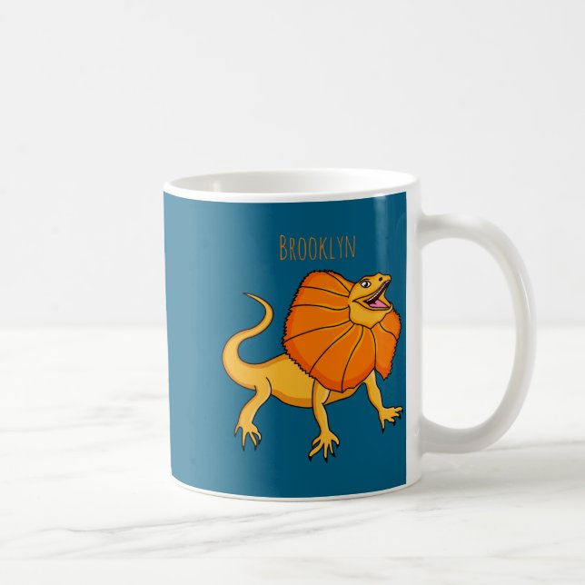 Taza De Café Orange Frilled Neck Lizard Cartoon Illustration Ba (Derecha)