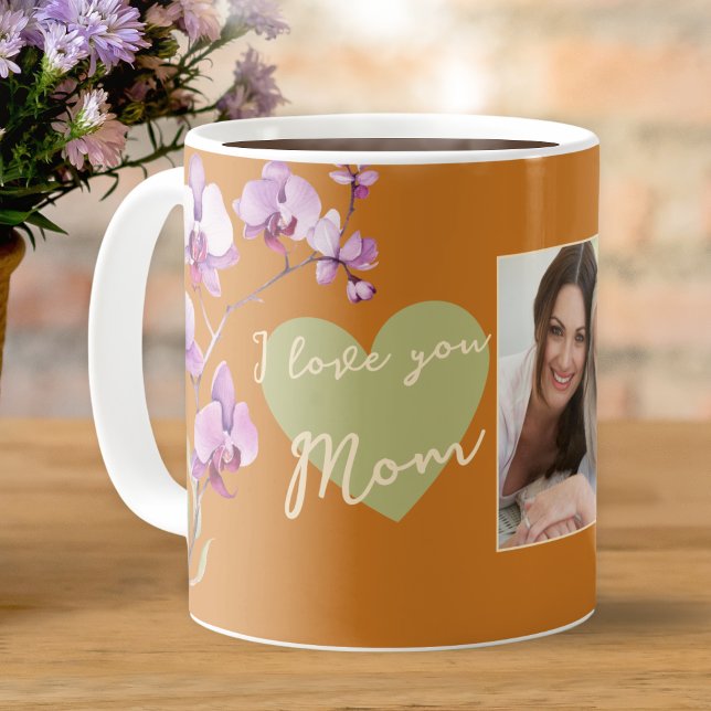 Taza De Café Orange I Love You Mom Floral Mother's Day Photo (Subido por el creador)