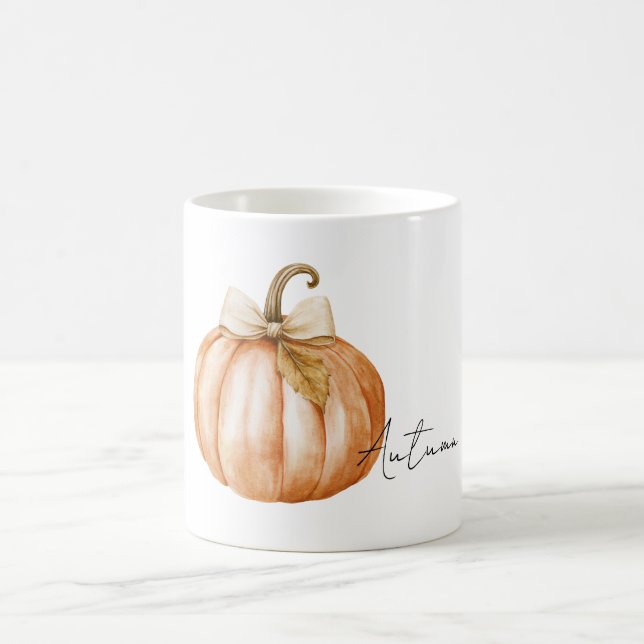 Taza De Café Orange Pumpkin Cream Bow Leaf (Centro)