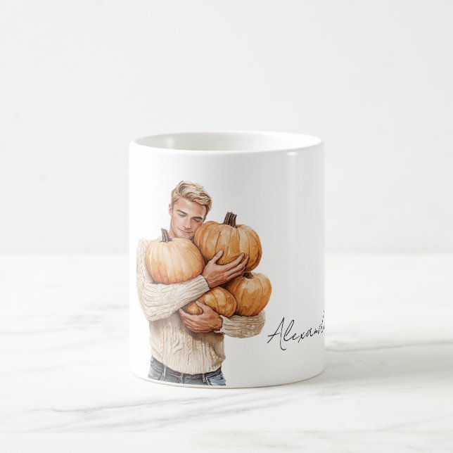 Taza De Café Orange Pumpkins Blond Man (Centro)