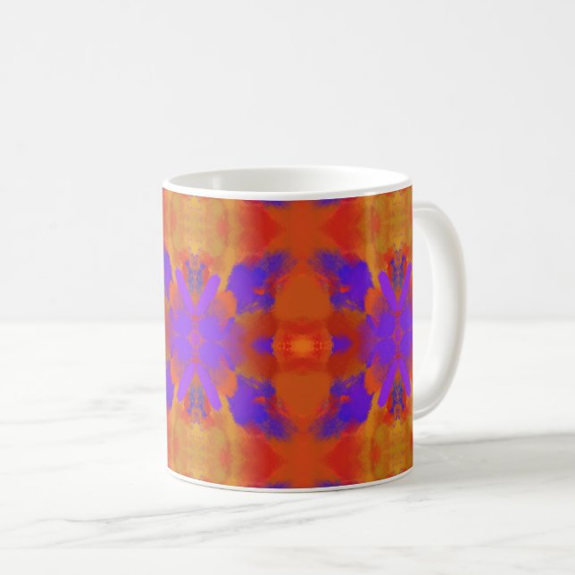 Taza De Café Orange Purple And Red Abstract Graphic Art Design (Anverso derecho)