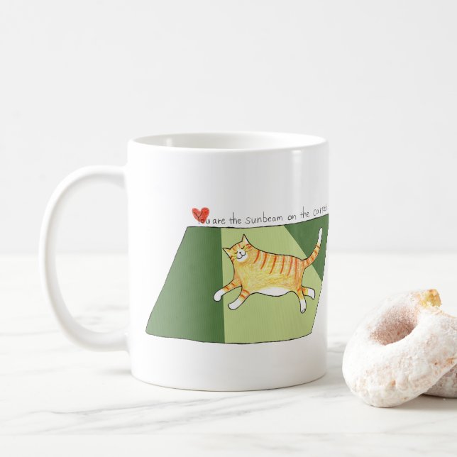 Taza De Café Orange Tabby Cat You are Sunbeam on the Carpet (Con donut)