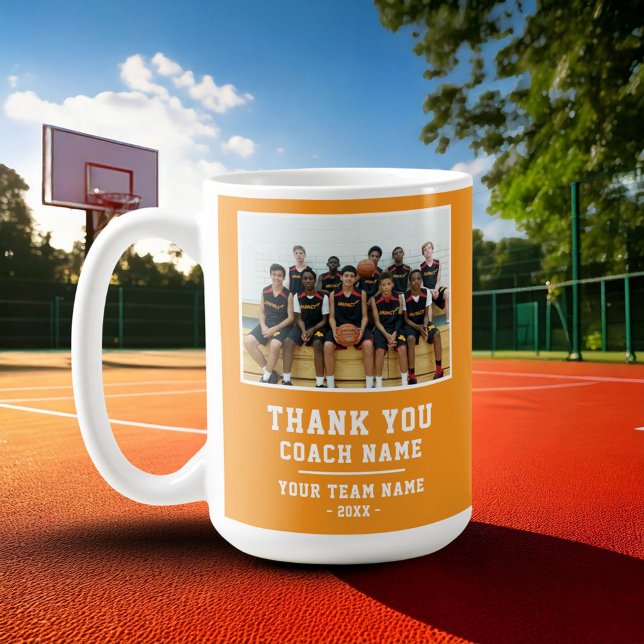 Taza De Café Orange Thank you Coach Team Name Photo (Subido por el creador)