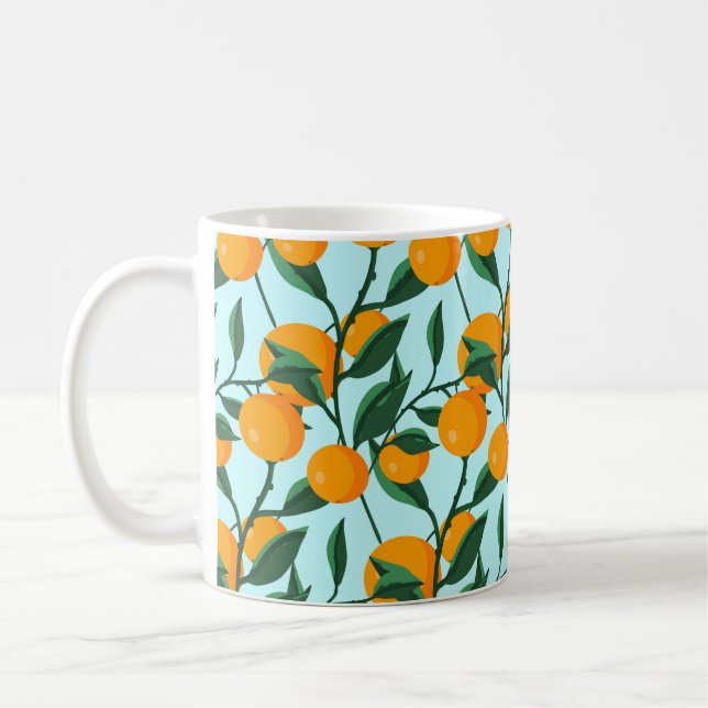 Taza De Café oranges on leaf branches seamless pattern, citrus  (Izquierda)