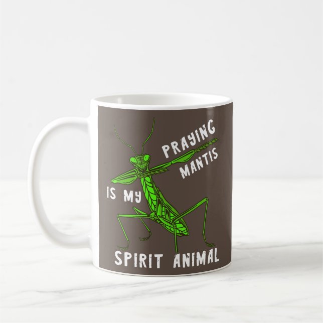Taza De Café Orar Mantis Bailando Espíritu Animal Insecto Verde (Izquierda)