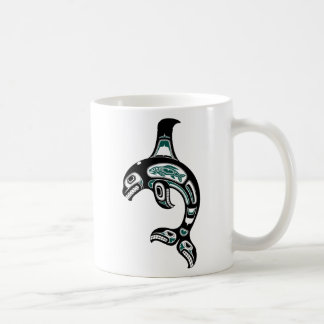 Taza De Café Orca azul y negra del alcohol del Haida