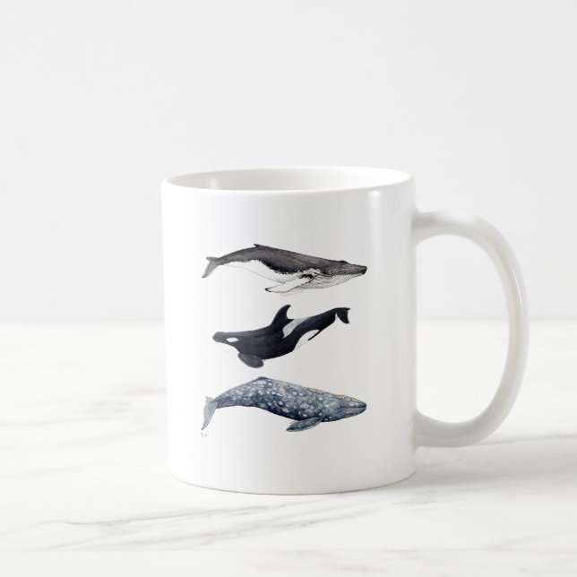 Taza De Café Orca, ballena jorobada y ballena gris (Derecha)