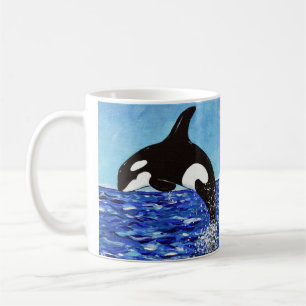 Taza De Café Orca en la pintura azul
