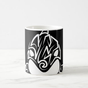 Taza De Café Orca tribal negra y blanca