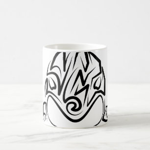Taza De Café Orca tribal negra y blanca