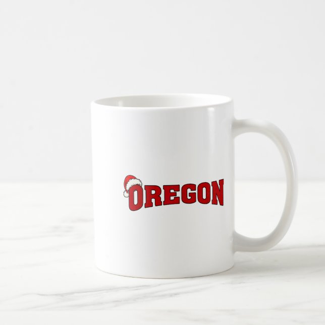 Taza De Café Oregon Christmas Santa Hat Retro Throwback Souveni (Derecha)