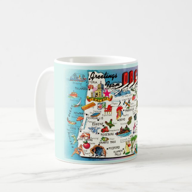 Taza De Café Oregon Map Mug (Anverso izquierdo)