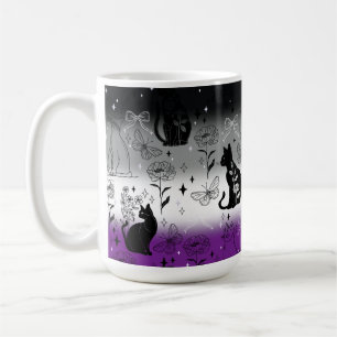 Taza De Café Orgullo Asexual Gato Negro - Místico y Brujo