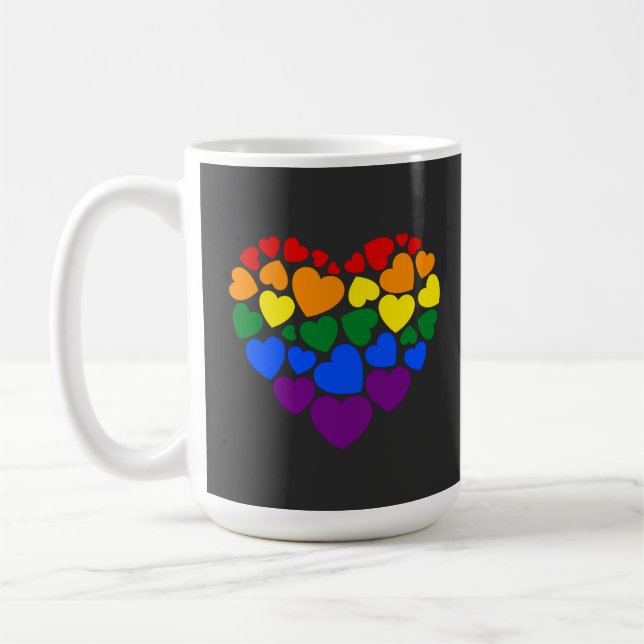 Taza De Café Orgullo - corazón de color arcoíris gay para el am (Izquierda)