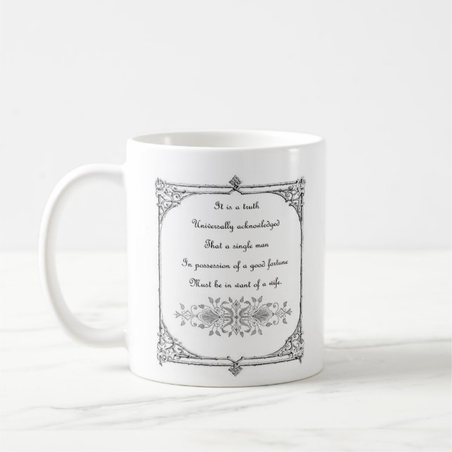 Taza De Café Orgullo de Jane Austen y línea cita del perjuicio (Izquierda)