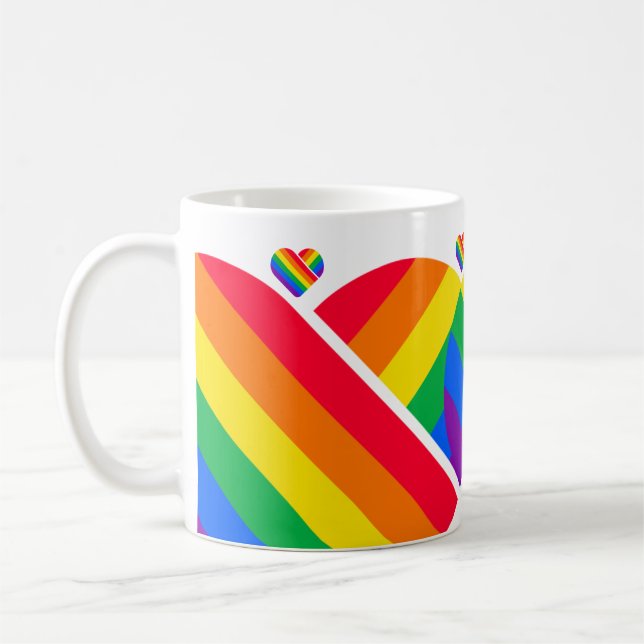 Taza De Café Orgullo del corazón arcoiris (Izquierda)