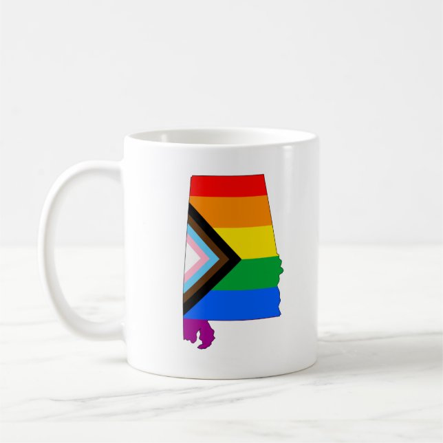 Taza De Café Orgullo del estado de Alabama por el progreso LGBT (Izquierda)