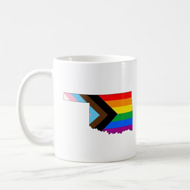 Taza De Café Orgullo del Estado de Oklahoma LGBTQ Progreso Orgu (Izquierda)