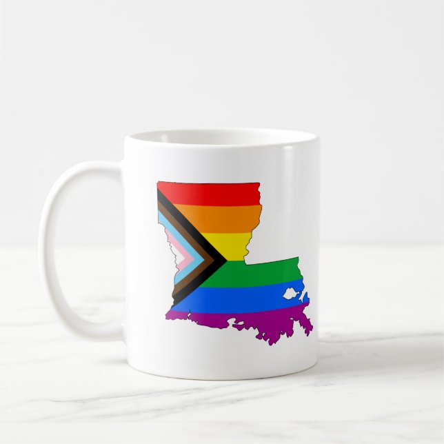 Taza De Café Orgullo estatal de Luisiana LGBTQ Progreso Orgullo (Izquierda)