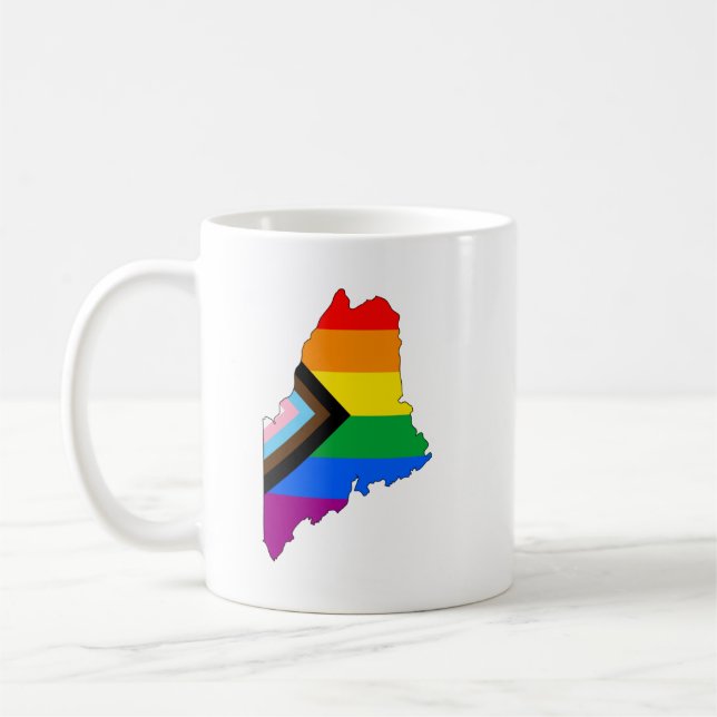 Taza De Café Orgullo estatal de Maine LGBTQ Progreso Orgullo (Izquierda)