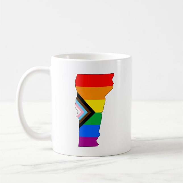 Taza De Café Orgullo estatal de Vermont Progreso de orgullo LGB (Izquierda)