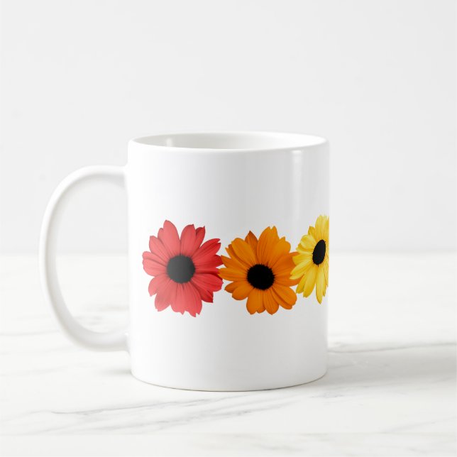 Taza De Café Orgullo Flores arcoiris en fila (Izquierda)