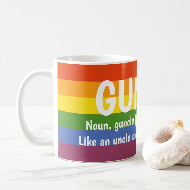 Taza De Café Orgullo gay arcoiris nono tío gay argot (Con donut)