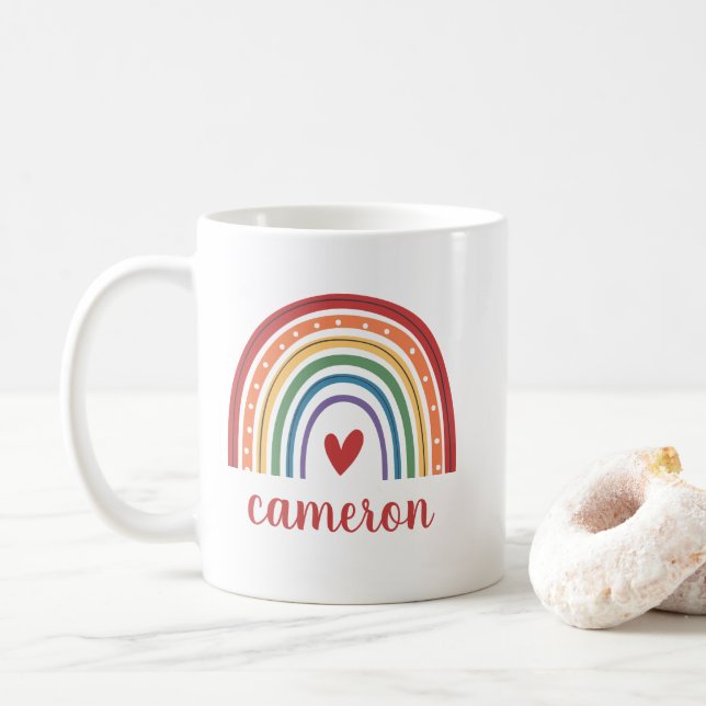 Taza De Café Orgullo gay, arcoiris personalizado (Con donut)