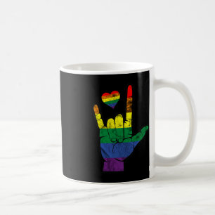 Taza De Café Orgullo Gay Lenguas de Rótulo ASL Concienciación s