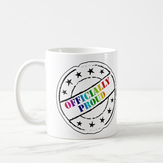 Taza De Café Orgullo gay "oficialmente orgulloso" (Izquierda)