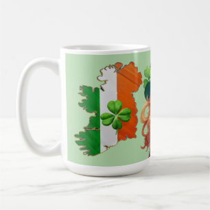 Taza De Café ORGULLO IRLANDÉS y cuatro tréboles de hojas—
