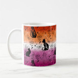 Taza De Café Orgullo Lésbico Gato Negro - Mística y Embrujada