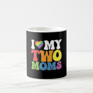 Taza De Café Orgullo LGBT Amo a mis dos mamás Gays Lesbianas Ap