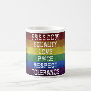 Taza De Café Orgullo LGBT Bandera moderna de rayas arco iris