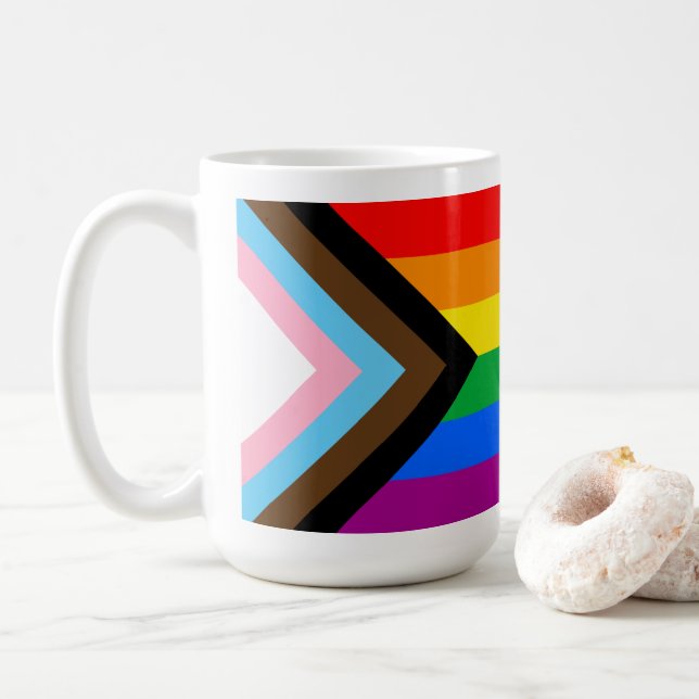 Taza De Café ORGULLO LGBT (Orgullo del progreso) (Con donut)