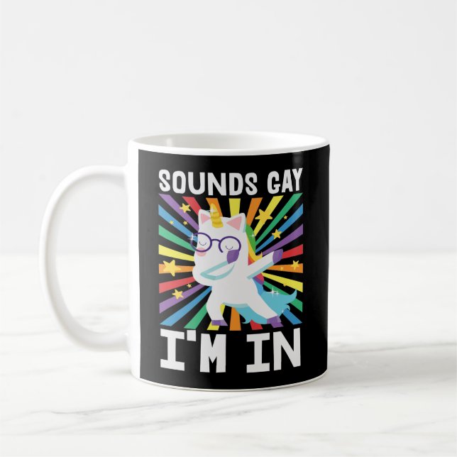 Taza De Café Orgullo LGBT suena gay Estoy en unicornio arco iri (Izquierda)