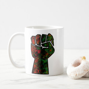 Taza De Café orgullo negro bandera panafricana roja verde puño 