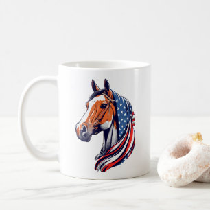 Taza De Café Orgullo patriótico: cuarto caballo con bandera est