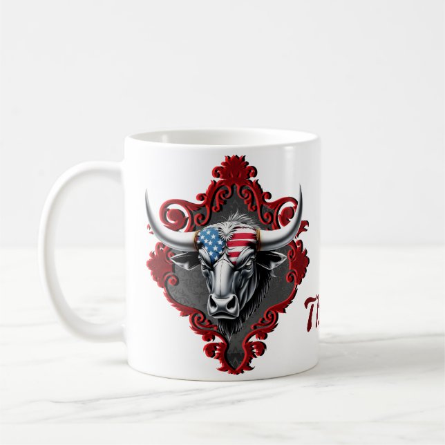Taza De Café Orgullo y fuerza, un toro americano (Izquierda)