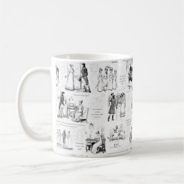 Taza De Café Orgullo y prejuicio citas de tela blanca negra