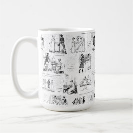 Taza De Café Orgullo y prejuicio citas de tela blanca negra