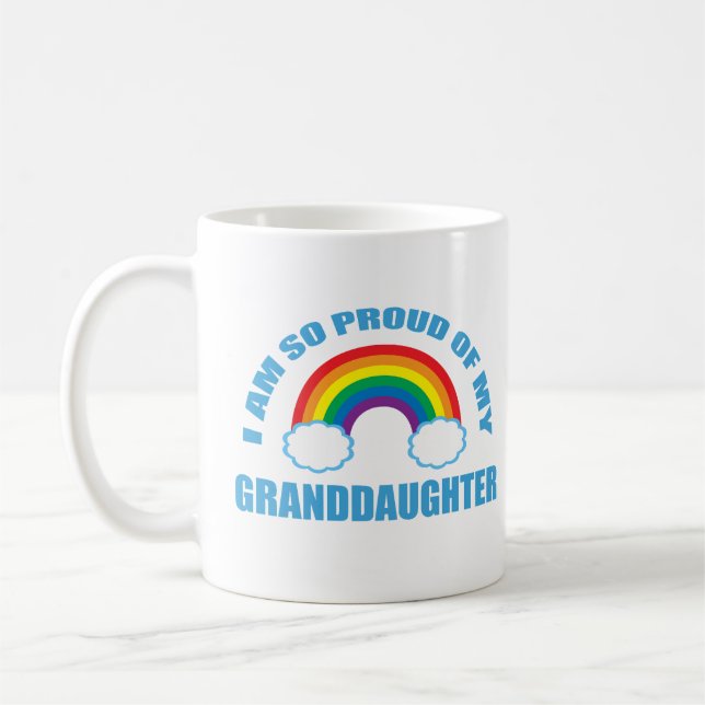 Taza De Café Orgullosa de mi nieta nieta nieta arcoiris (Izquierda)