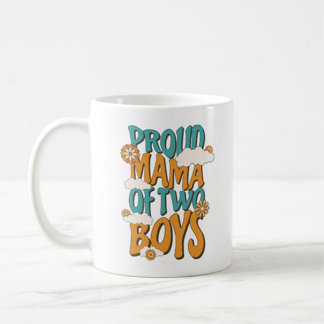 Taza De Café Orgullosa Día de la Madre de Dos Niños 2024 (Izquierda)