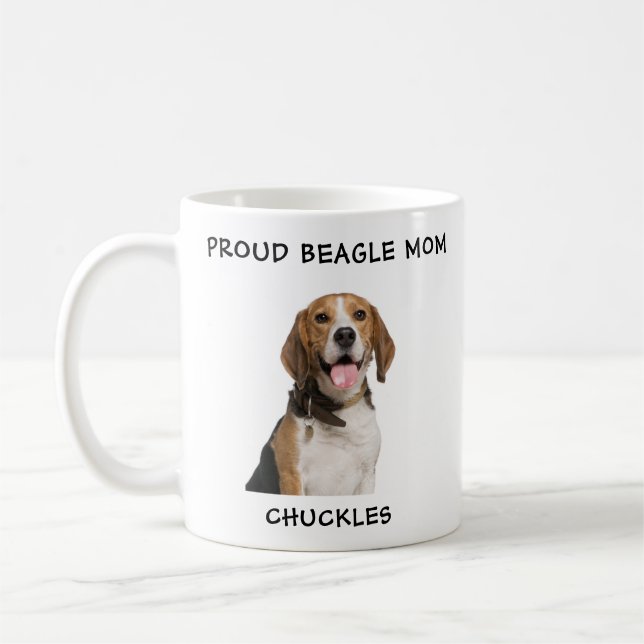 Taza De Café Orgullosa foto de perro Mascota personalizada Beag (Izquierda)