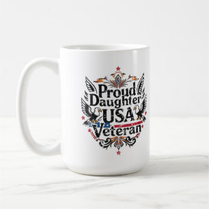 Taza De Café Orgullosa hija de un veterano de EE. UU. Fuerzas a
