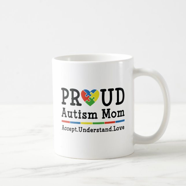 Taza De Café Orgullosa Madre de Autismo (Derecha)
