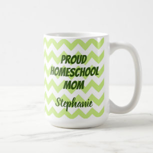 Taza De Café Orgullosa madre de escuela primaria Chevron verde 