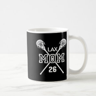 Taza De Café Orgullosa madre de lacrosse #26 jugador de lax núm